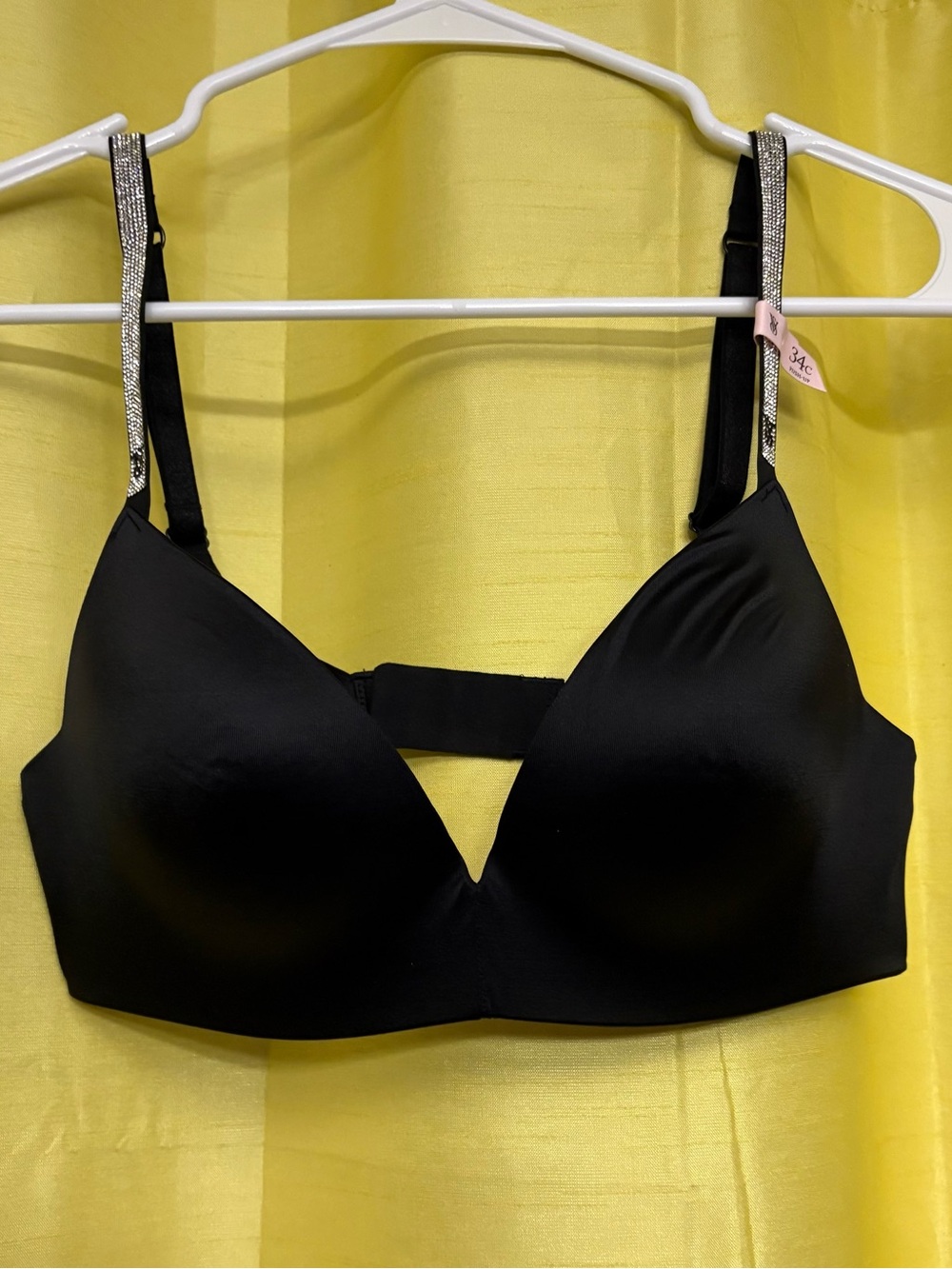 Victoria's Secret Black T-Shirt Bra with Rhinestone Straps